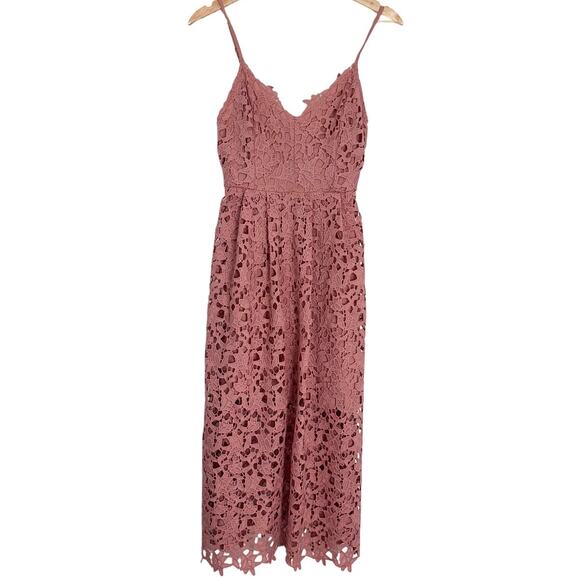 NWT ASTR The Label Floral Lace Sleeveless Dress Midi | Dark Blush Pink | SZ S - Picture 4 of 13